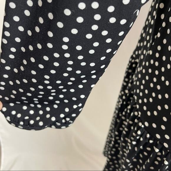 Banana Republic Drop Gather Waist Black & White Polka Dot Dress NWOT Size S - Picture 5 of 11